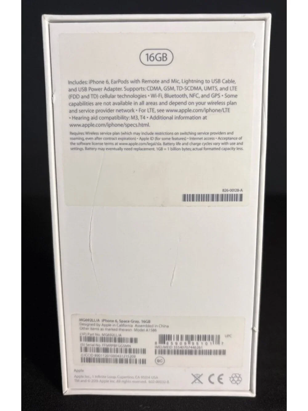 Apple iPhone 6 Box Space Gray 16GB Original Packaging No Accessories Empty Box